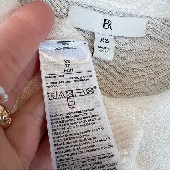 banana republic linen blend long sleeve johnny collar shirt iced vanilla - Picture 9 of 10